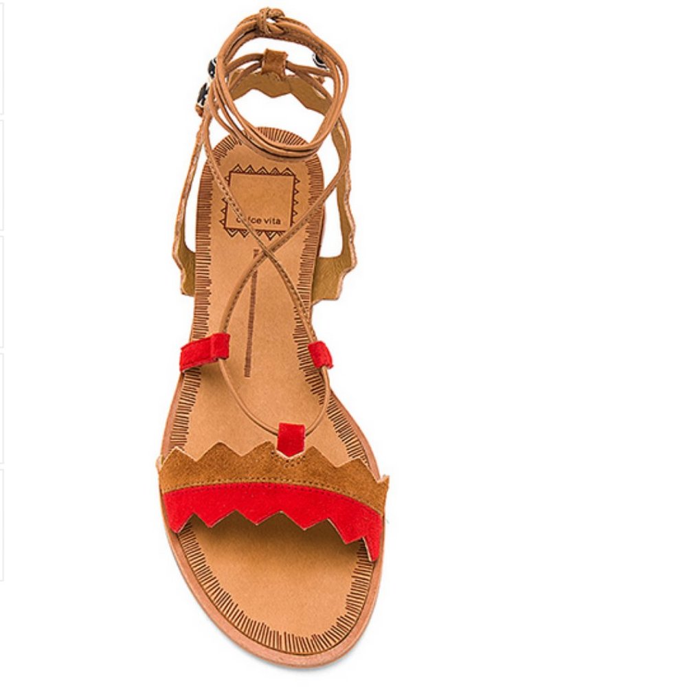 DOLCE VITA Suede Lace Up Flat Sandals